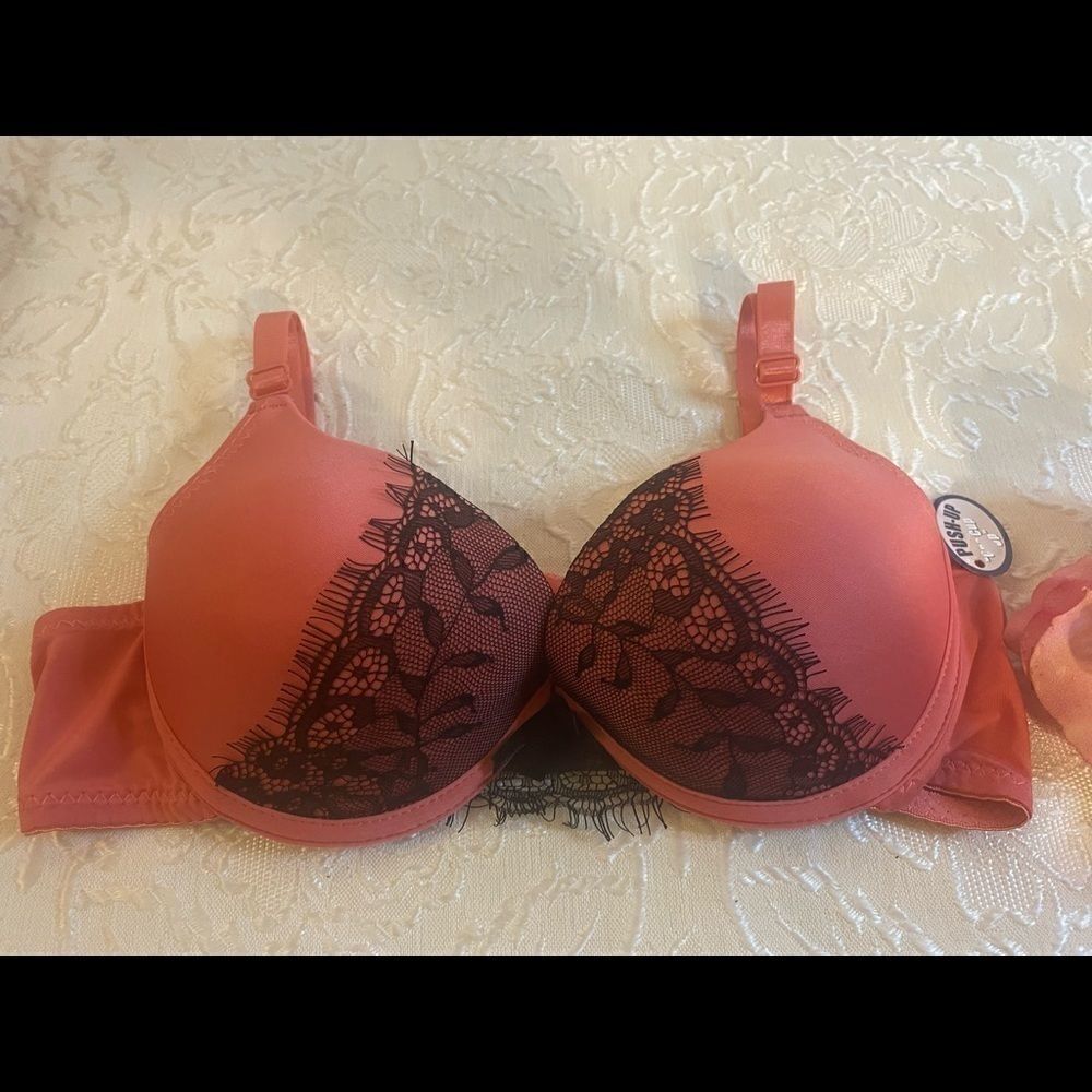 🛍Inteco Intimates 2 pc lace push Up Bras & panty Set